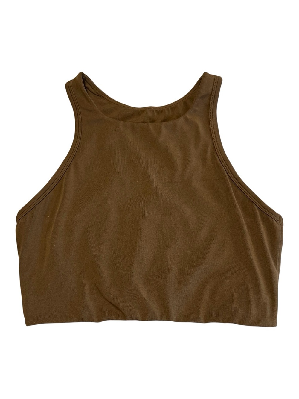 PARAGON Brown Cropped High Neck Sports Bra